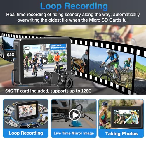 1080P Bicycle Rear View Camera with 4.3'' HD Monitor K1322