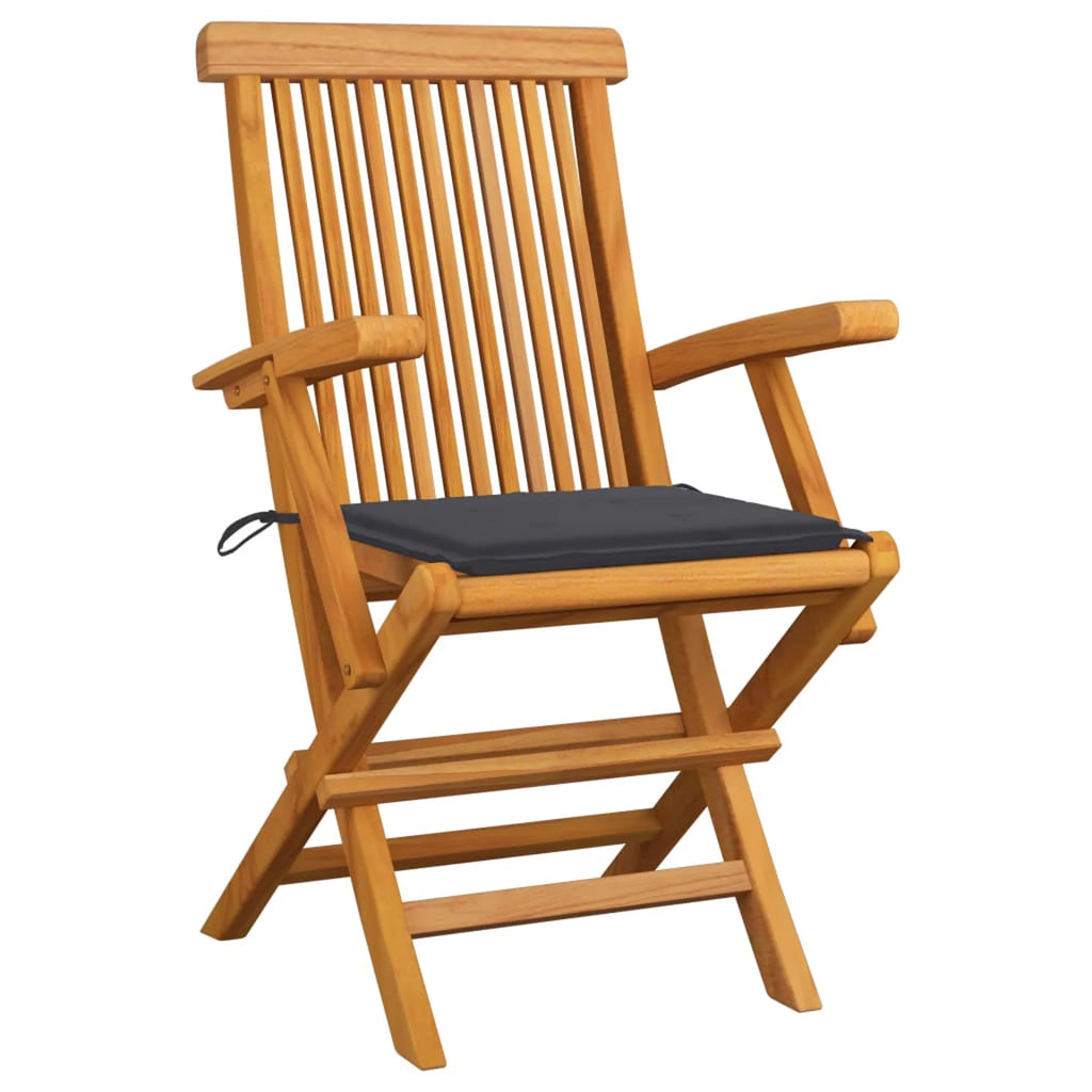 2 Piece Folding Teak Wood Outdoor Dining Chair with Cushion M742