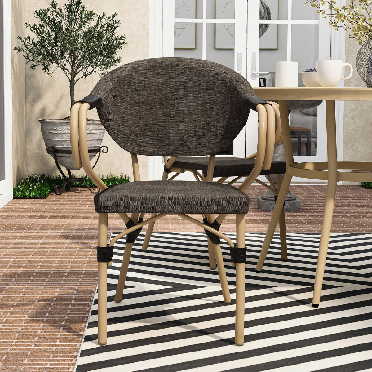 Natural Tone Patio Side Chairs Set of 2 N9950