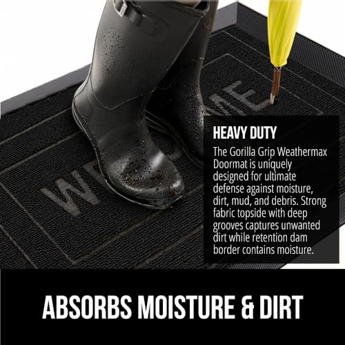 100% Waterproof Natural Rubber Indoor Outdoor Doormat 17x29 E38275