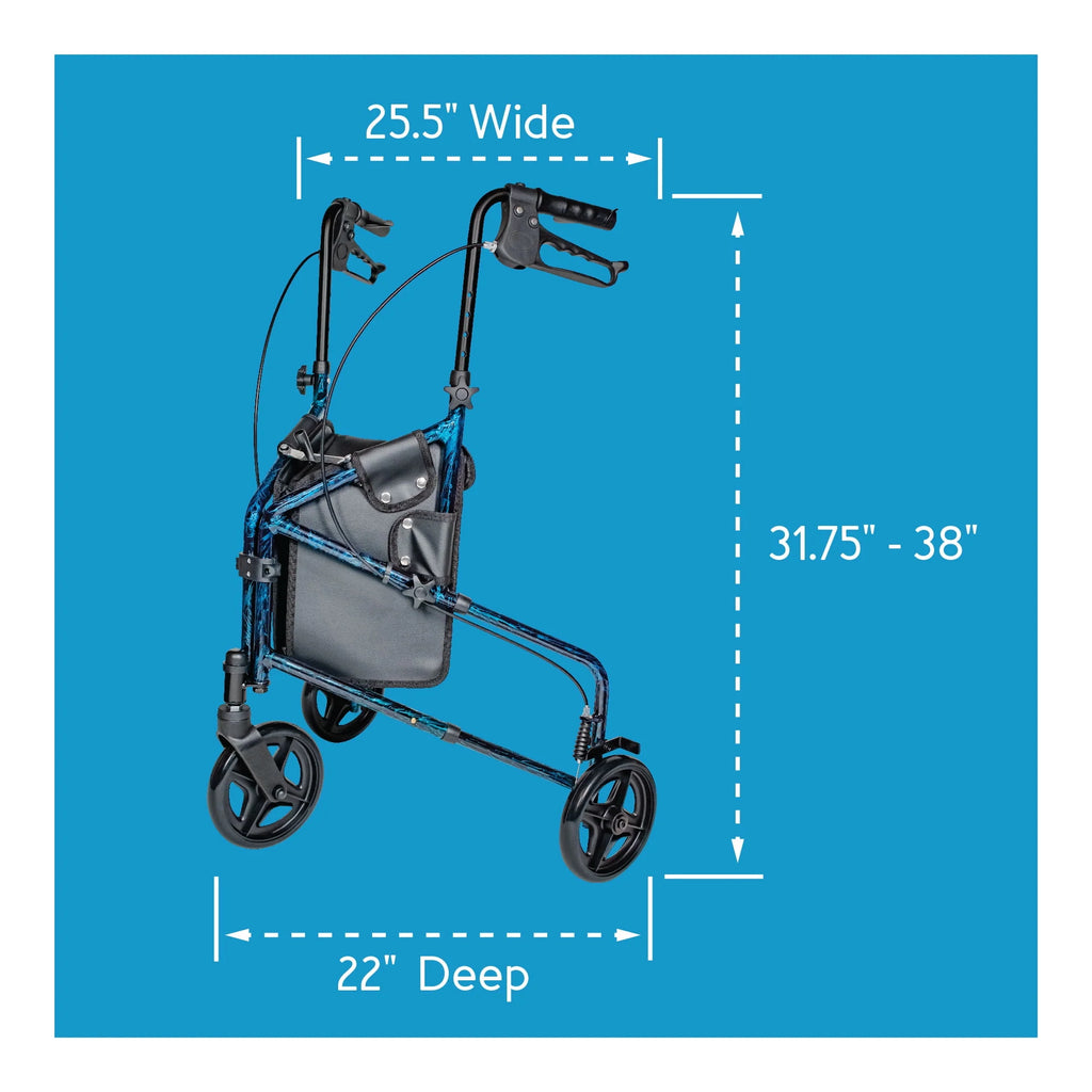 3 Wheel Aluminium Rollator Walker with Adjustable Handles O8331