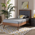 Dark Grey Fabric Upholstered Twin Size Platform Bed K450040