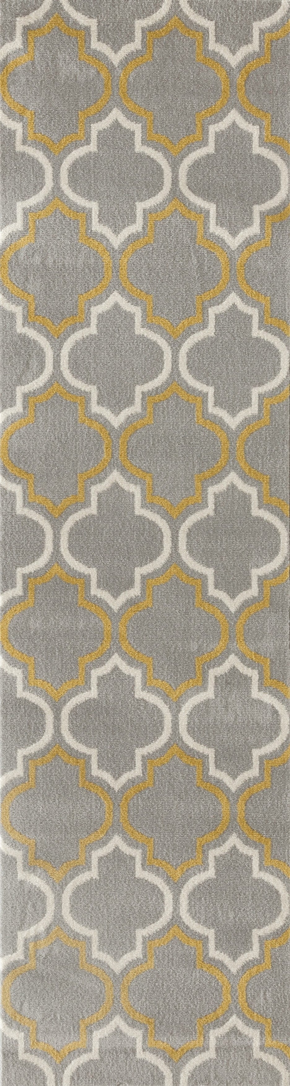 Modern Moroccan Trellis Grey/ Yellow Runner T878711