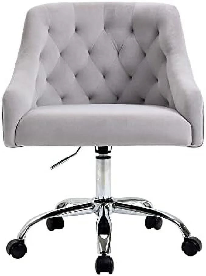 Grey Velvet Adjustable Mid-Back Office Chair J247