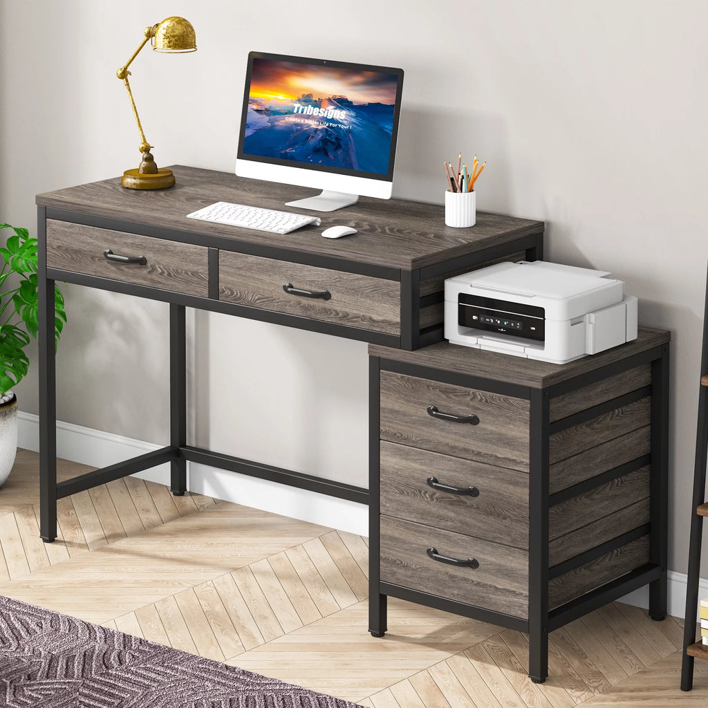 Computer Desk with 5 Drawers and File Cabinet O30418