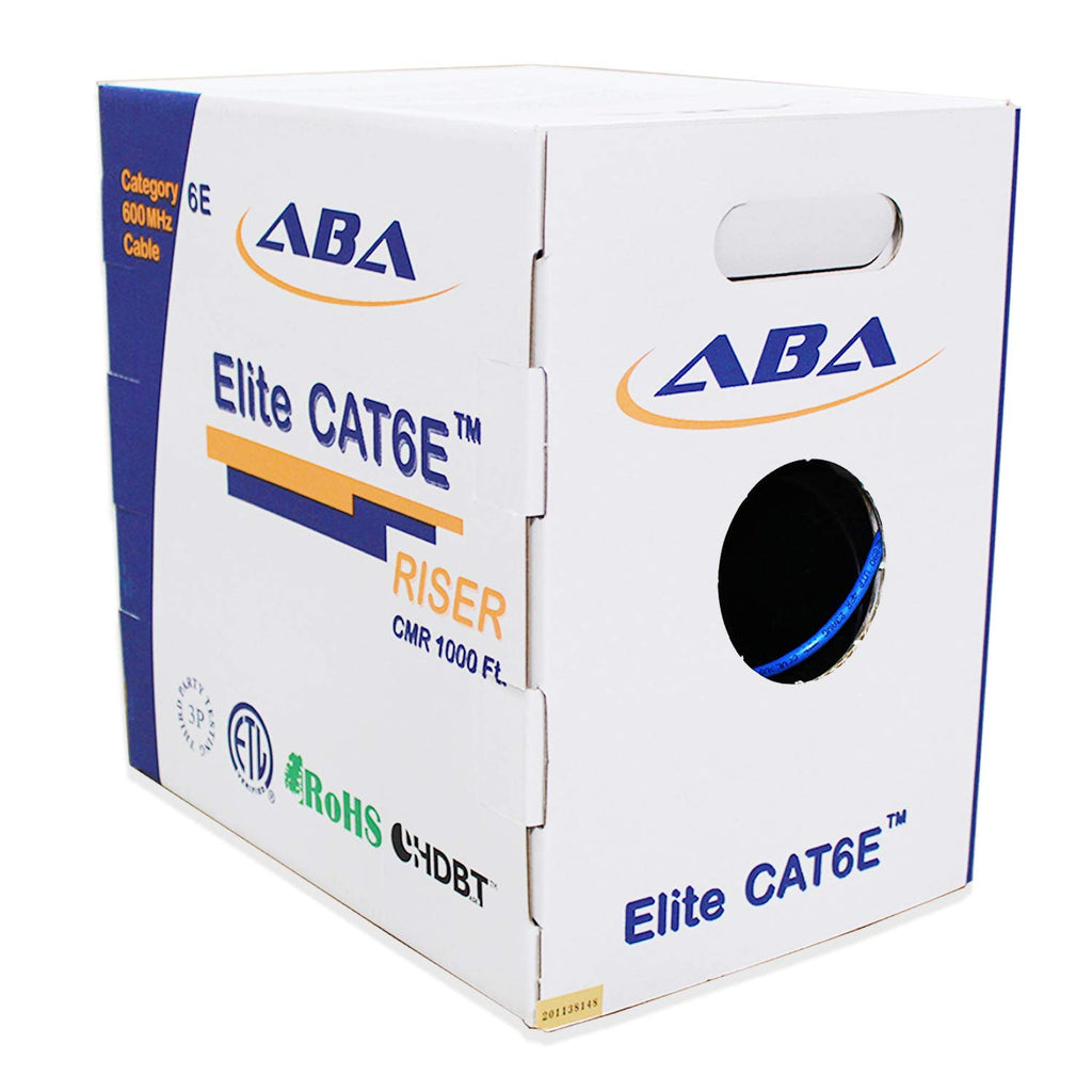 Blue 1000ft UTP 24AWG Solid Bare Copper CAT6E Riser Ethernet Cable U699