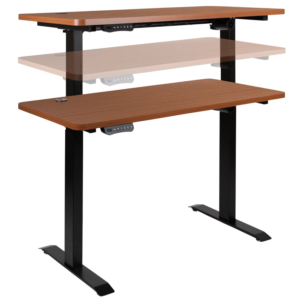 Electric Height Adjustable Standing Desk 48" Wide x 24" Deep Mahogany B594