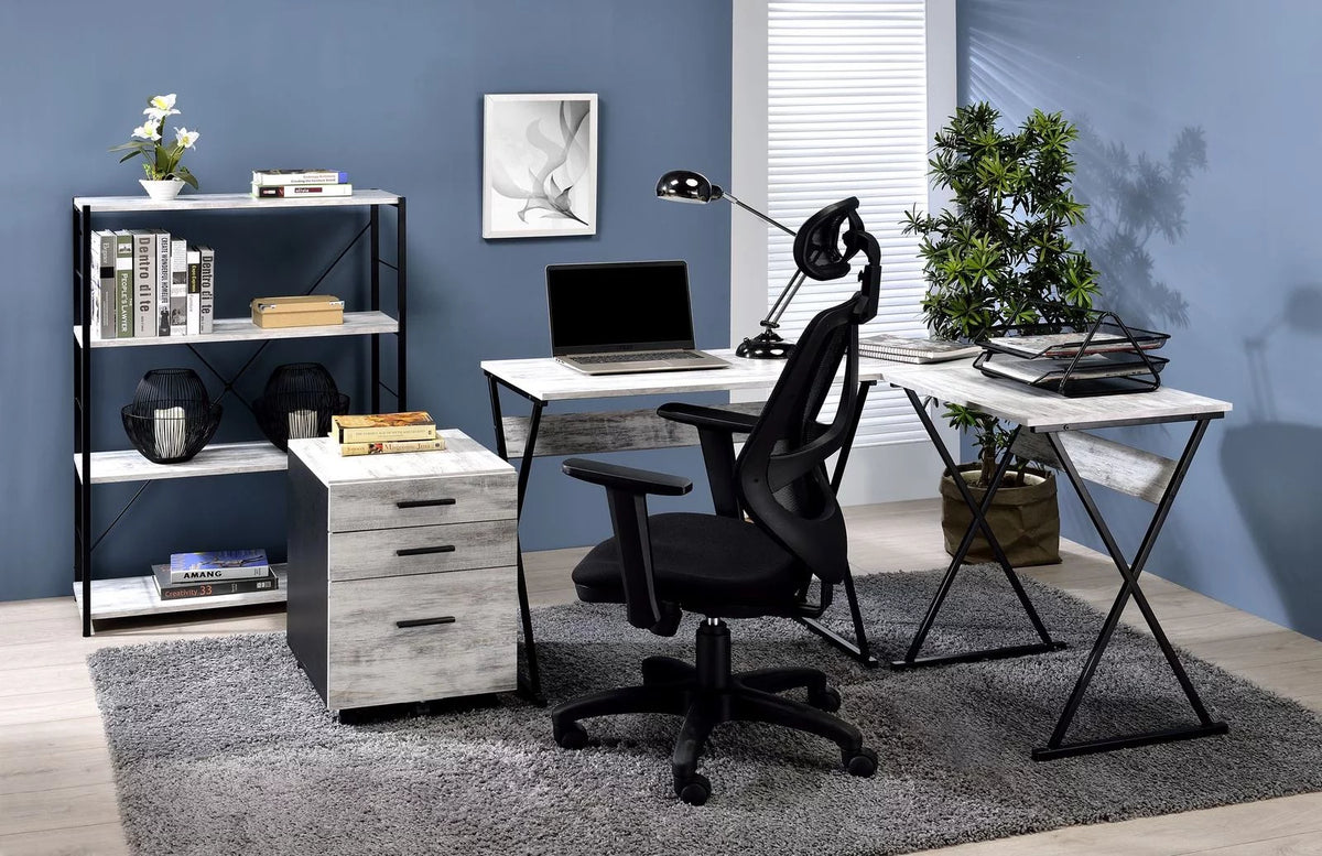 Antique White Black Writing Desk E2856