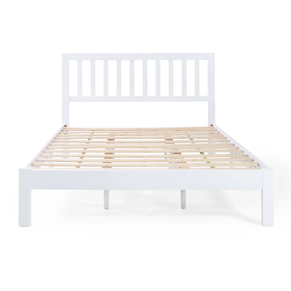 White Acacia Wood Queen Bed C300