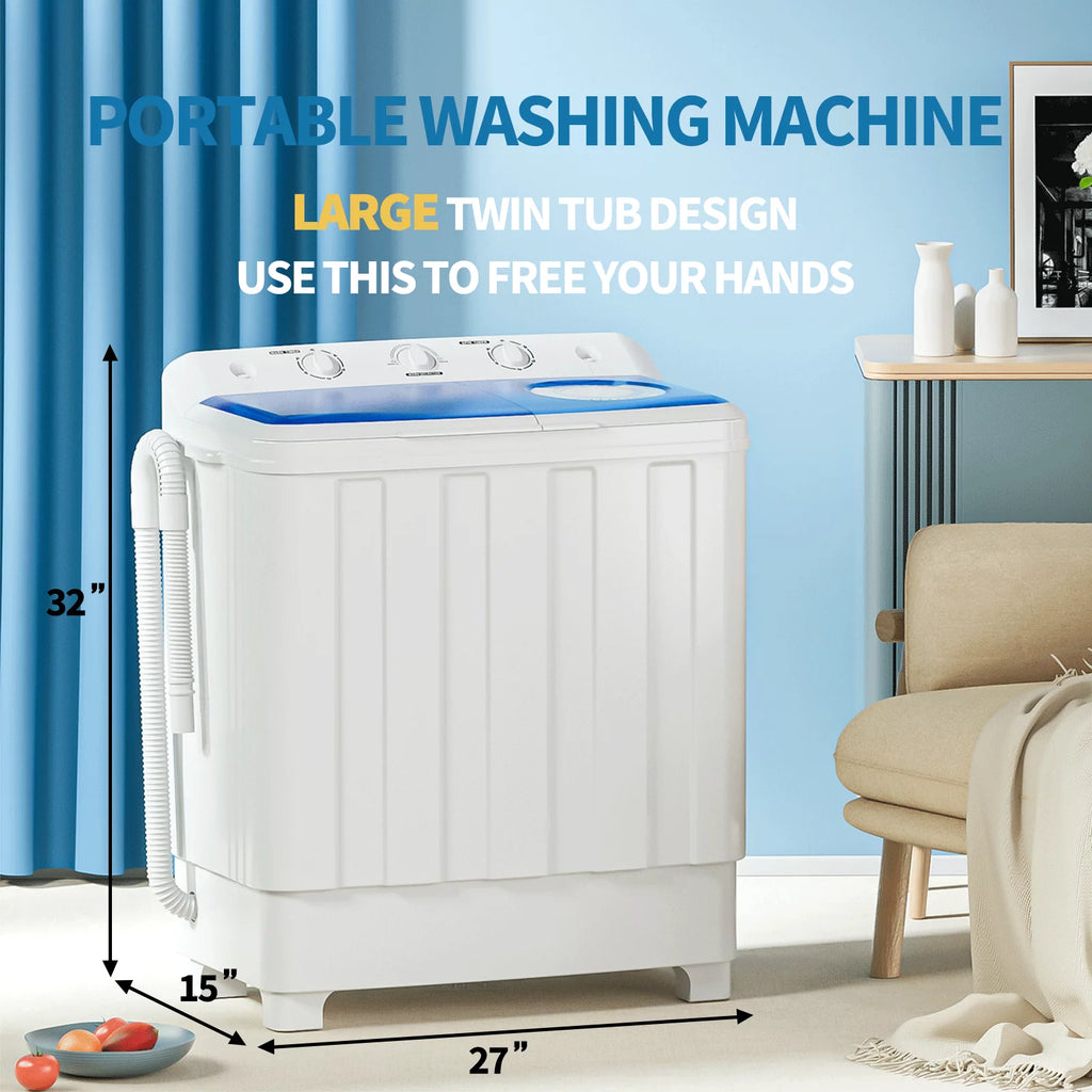 Portable 28lbs Twin Tub Semi-Automatic Washing Machine J3339