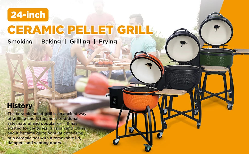 24" Ceramic Pellet Grill with Double Ceramic Liner 4-in-1 F5997