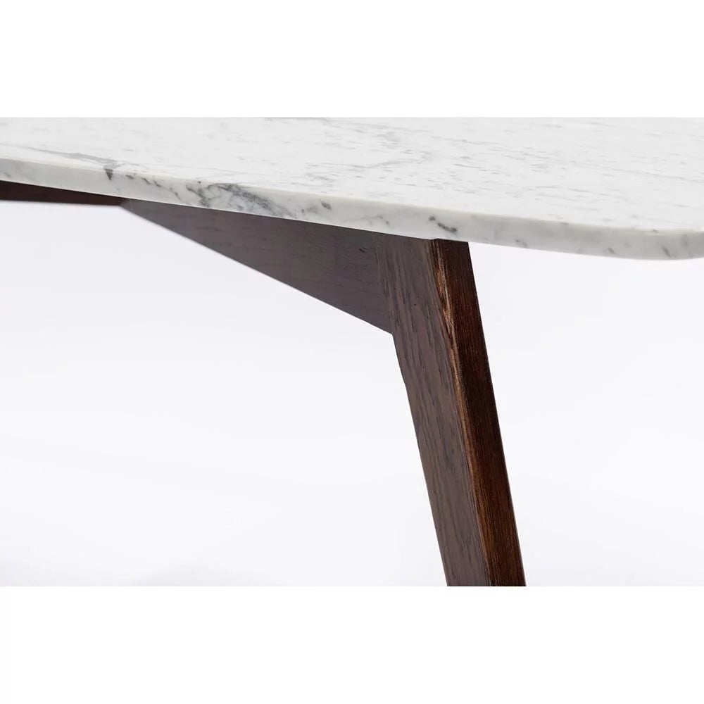 31" Square White Marble Coffee Table with Walnut Legs K18312