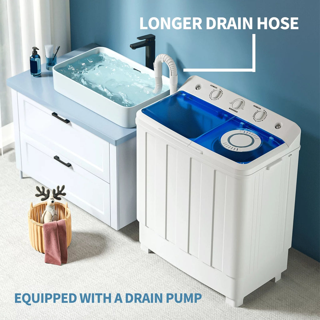 Portable 28lbs Twin Tub Semi-Automatic Washing Machine J3339
