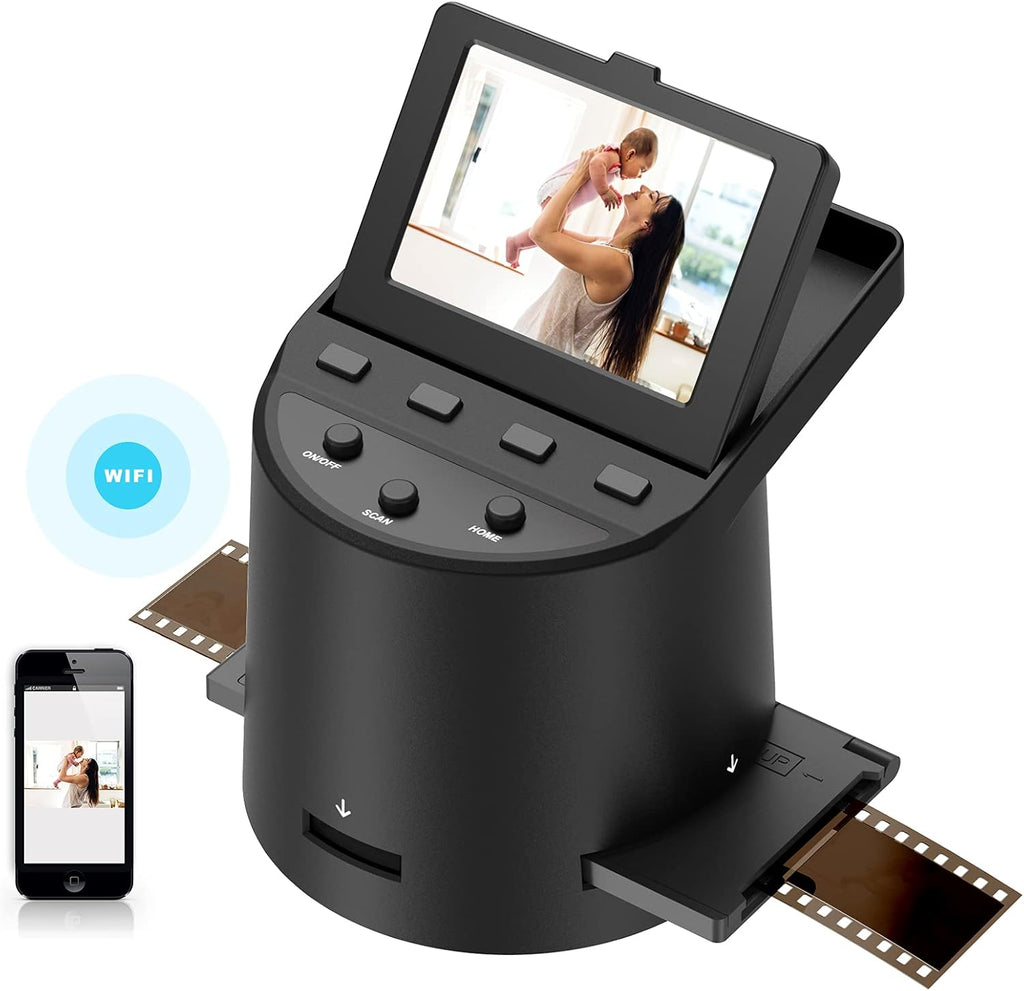 Wireless Digital Film Scanner with 22MP, Converts 35mm, 126, 110, Super 8 Films, Slides, Negatives to JPEG, Tilt-Up 3.5 Large LCD, Transfer Pictures to Phones Via WiFi Connection, MAC &PC Compatible V3199