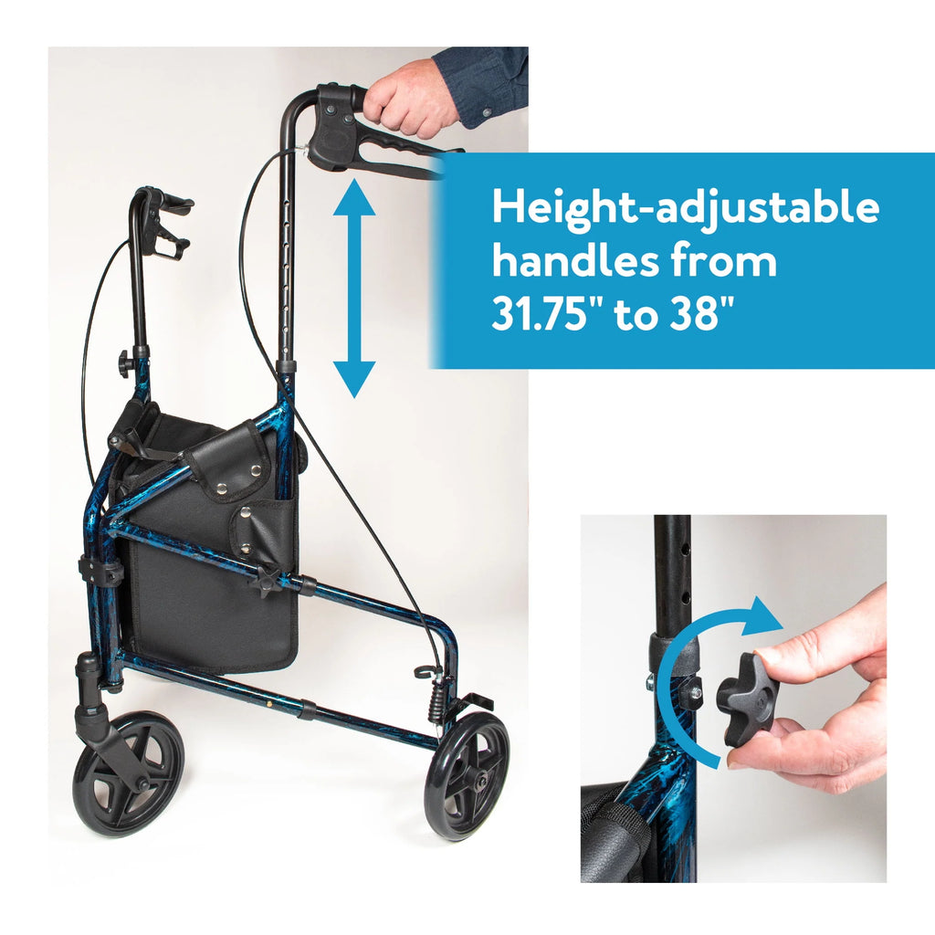 3 Wheel Aluminium Rollator Walker with Adjustable Handles O8331