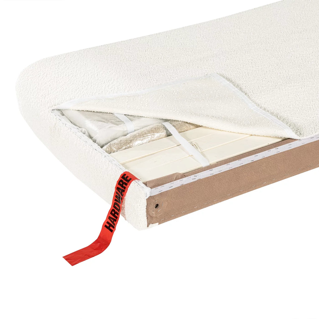Queen Ivory White Boucle Upholstered Platform Bed X2482