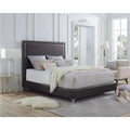 King Leather Platform Bed Frame with Nailhead in Espresso E119129