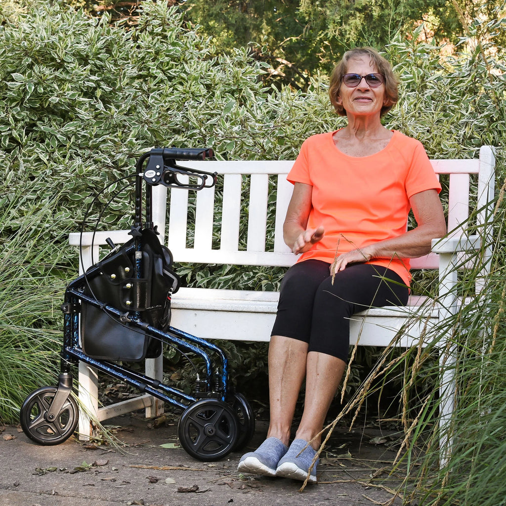 3 Wheel Aluminium Rollator Walker with Adjustable Handles O8331