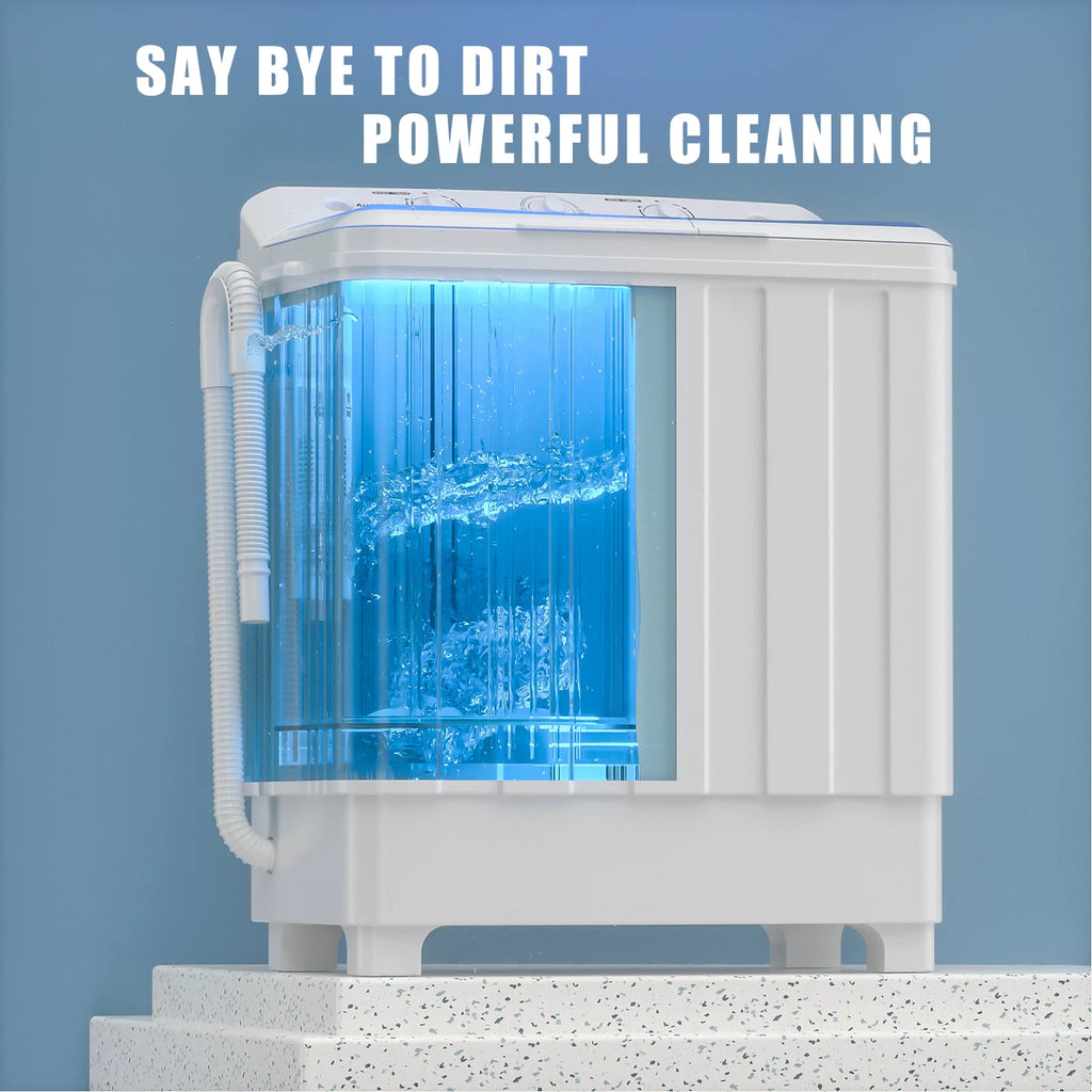 Portable 28lbs Twin Tub Semi-Automatic Washing Machine J3339