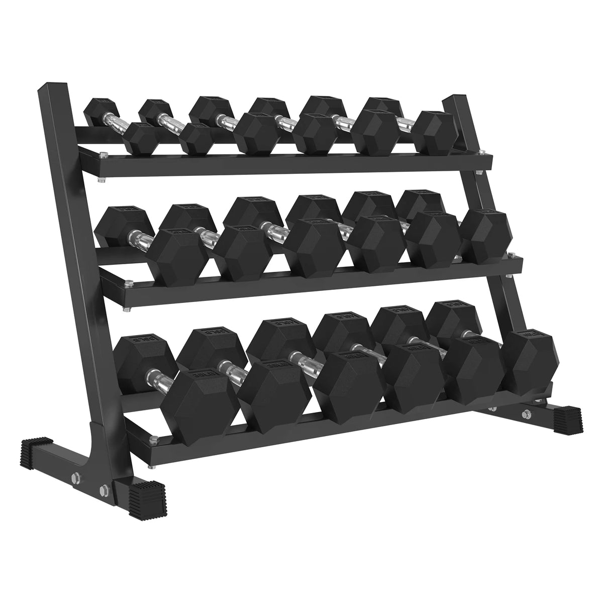 Rubber Hex Dumbbell Set with Racks U85812