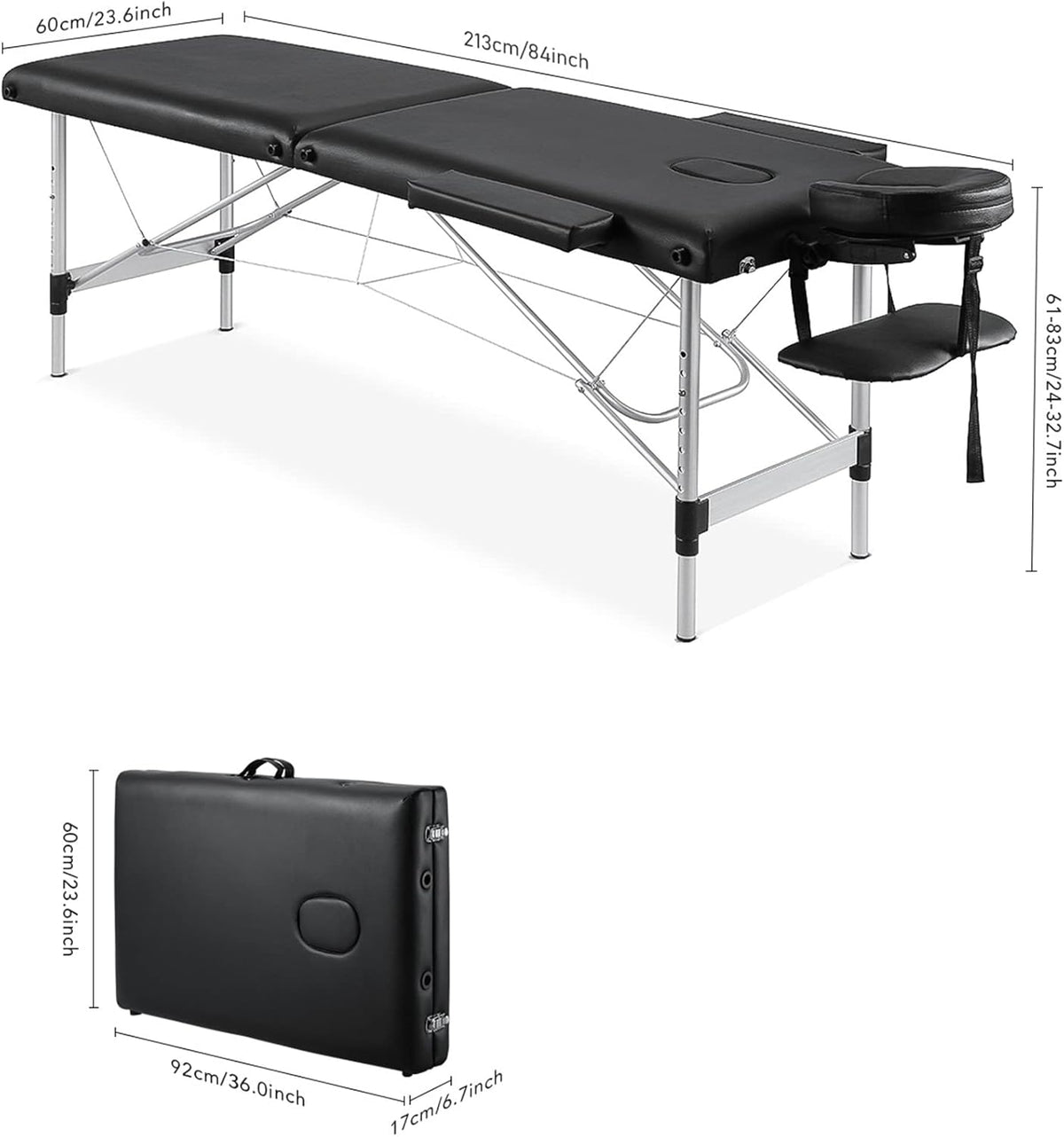 Portable Height Adjustable 2 Section Massage Table P9245