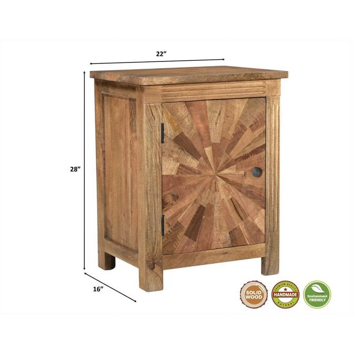 Brown Solid Wood Nightstand U23292