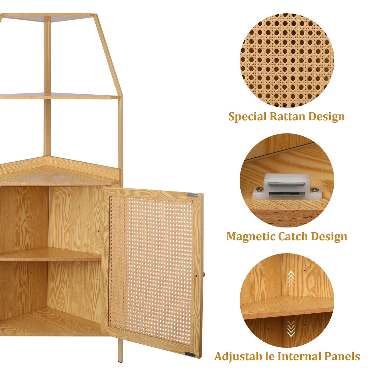 Tall Corner Storage Cabinet with Doors H10758