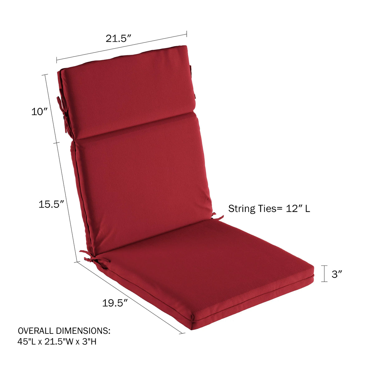High-Back Patio Chair Cushion, Red D443564