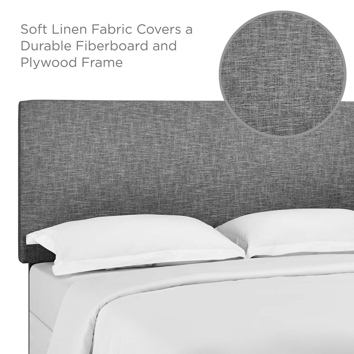 Light Gray Upholstered Linen Fabric Headboard U8091