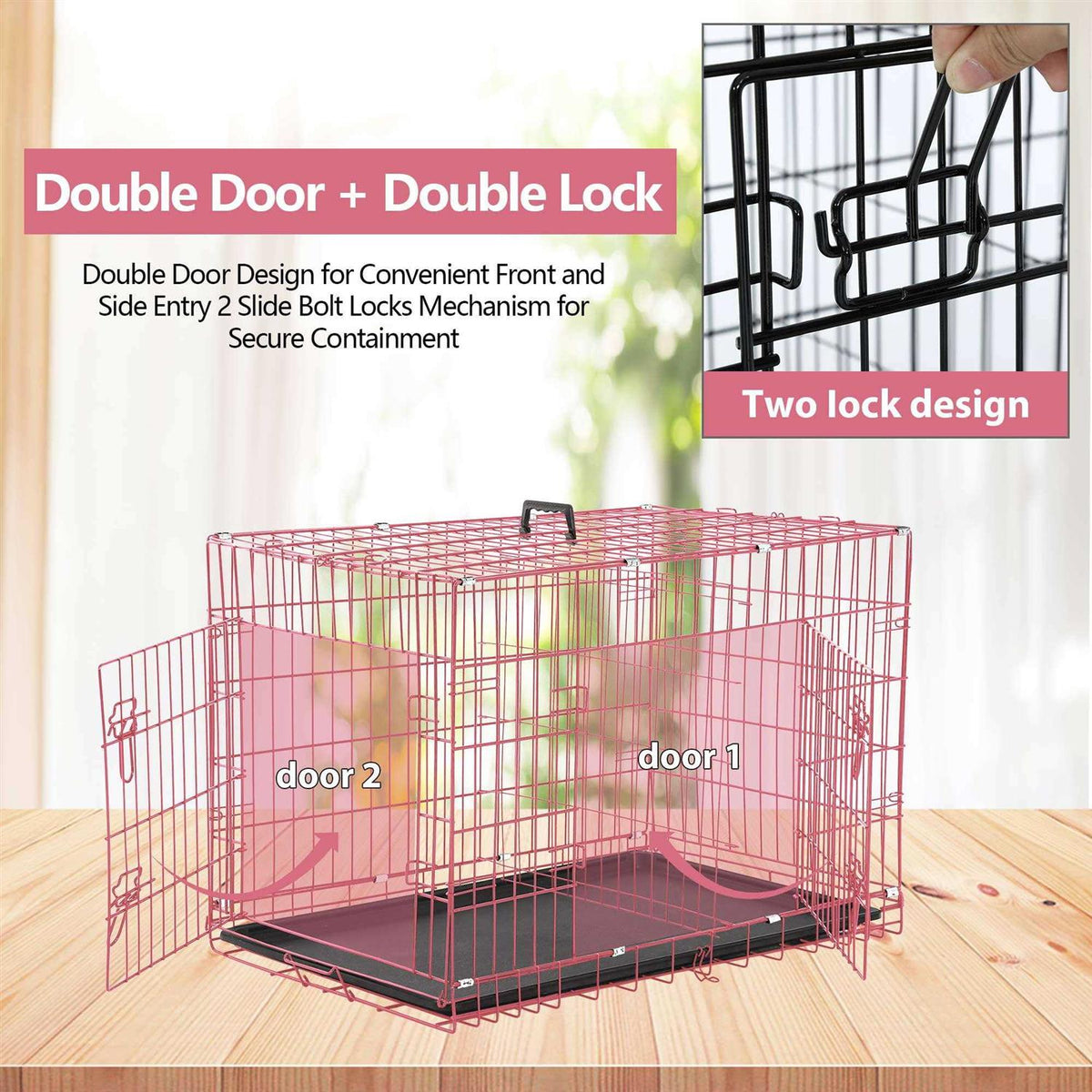 Folding Dog Cage Double Door R1633
