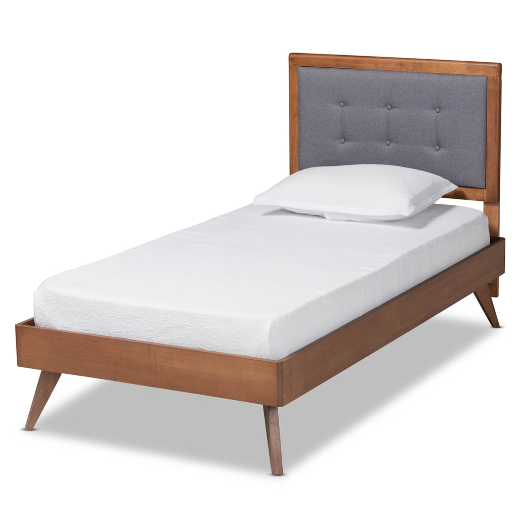 Dark Grey Fabric Upholstered Twin Size Platform Bed K450040