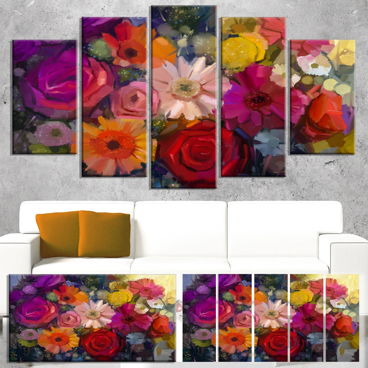 Purple Floral Canvas Artwork Print 60 in. Wide x 28 in. High K1410