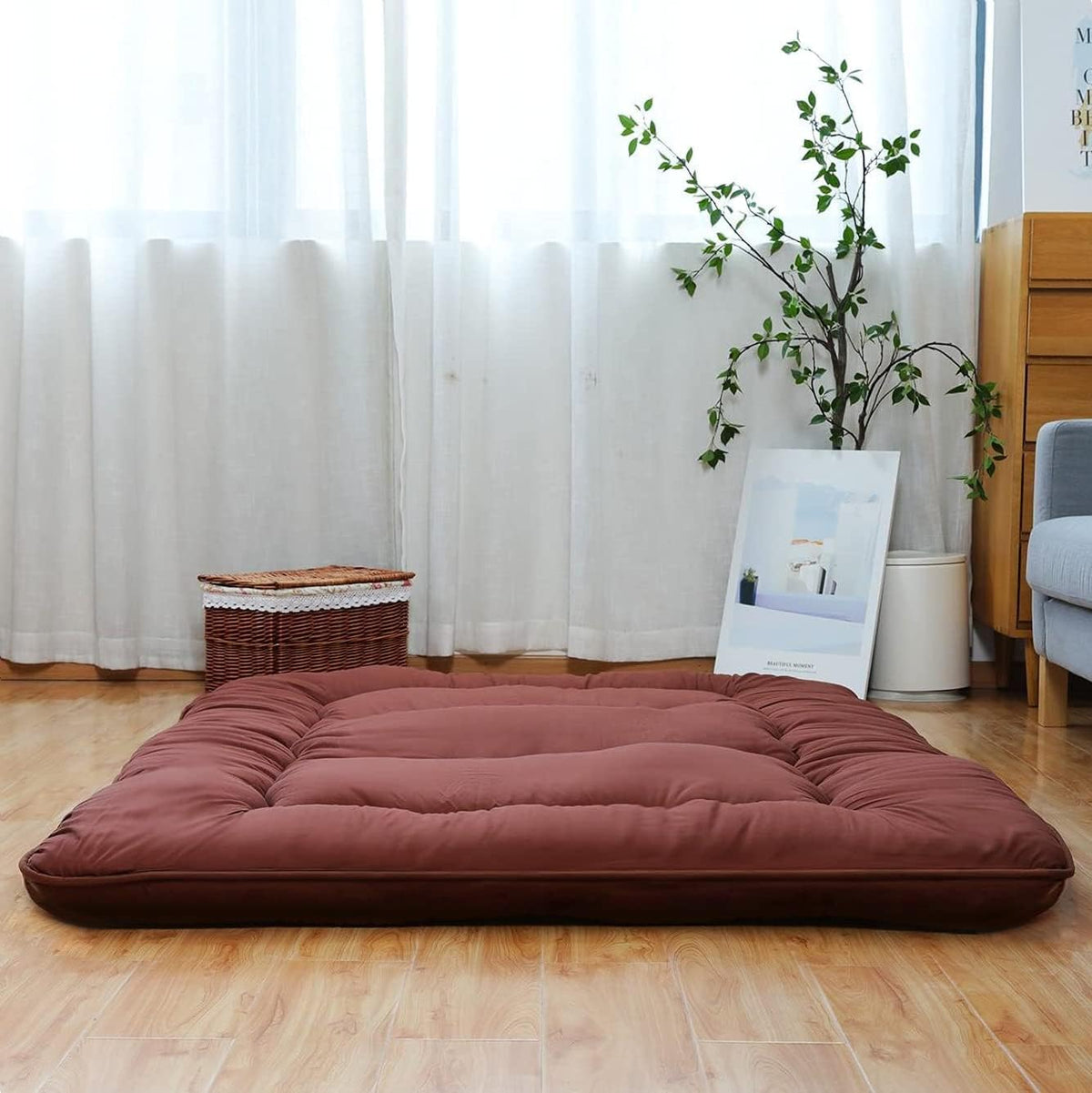 Black Foldable Japanese Floor Mattress D135696