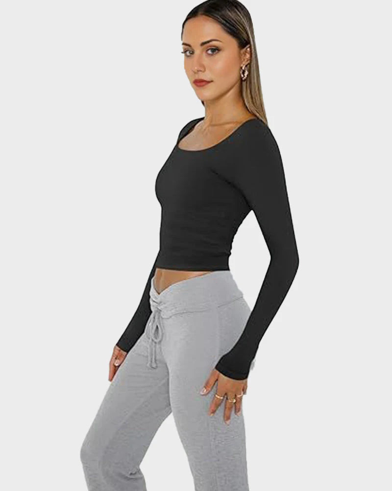 Slim-Fit Square-Neck Crop Top W39508