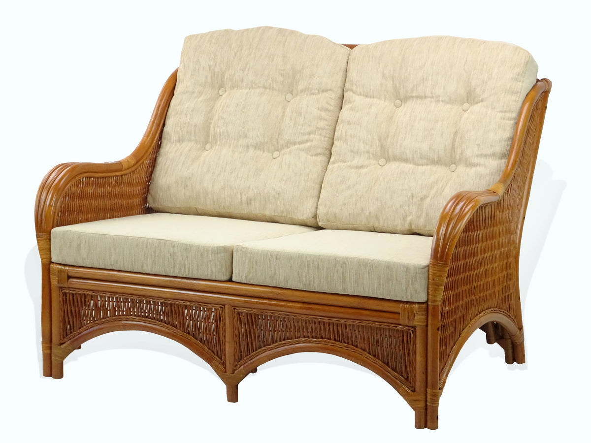 Set of 2 Natural Rattan Wicker Lounge Chairs Loveseat Coffee Table A667