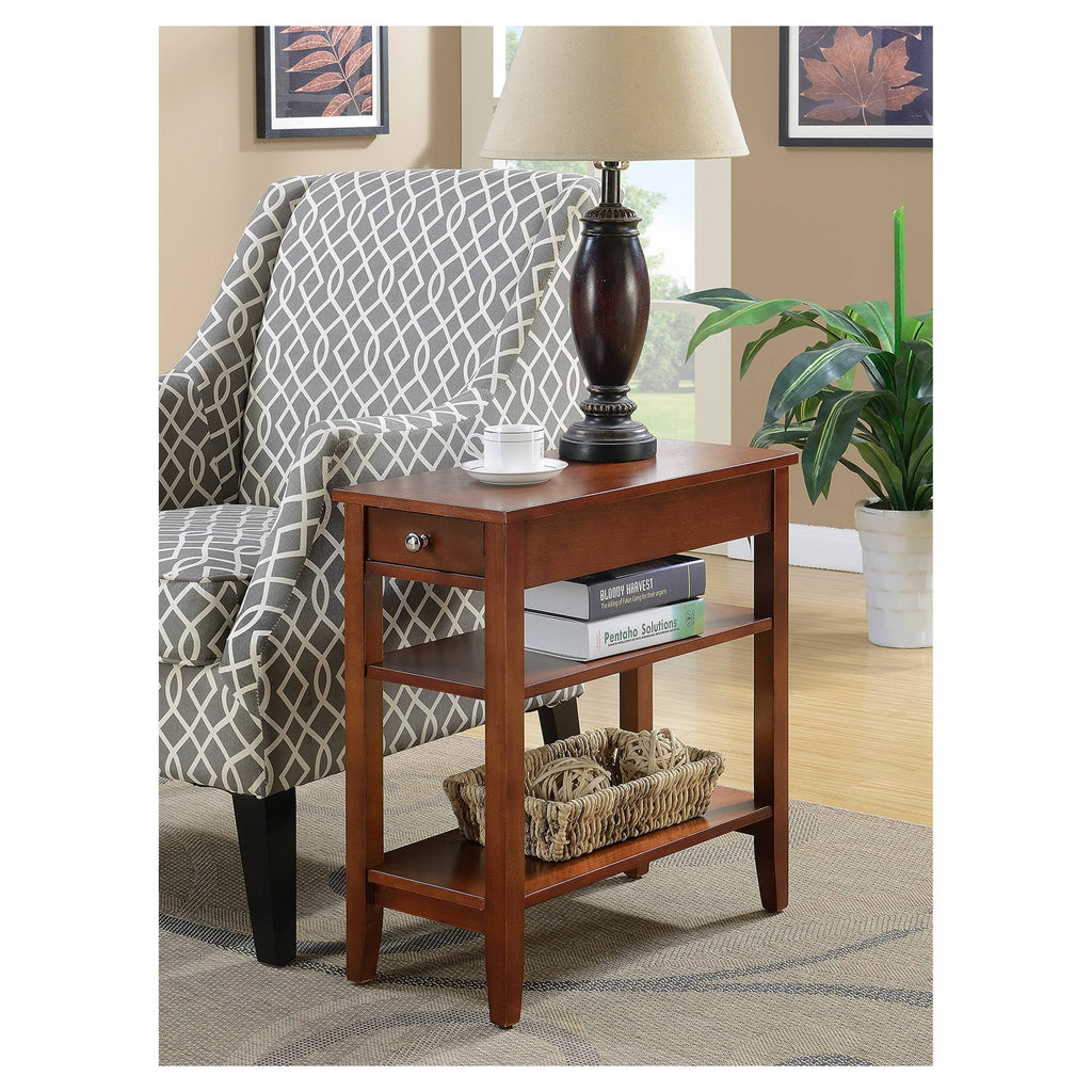 Three Tier End Table with Drawer Mahogany S5644