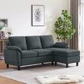 Charcoal Grey L Shaped Sectional Sofa with Reversible Ottoman Q1138