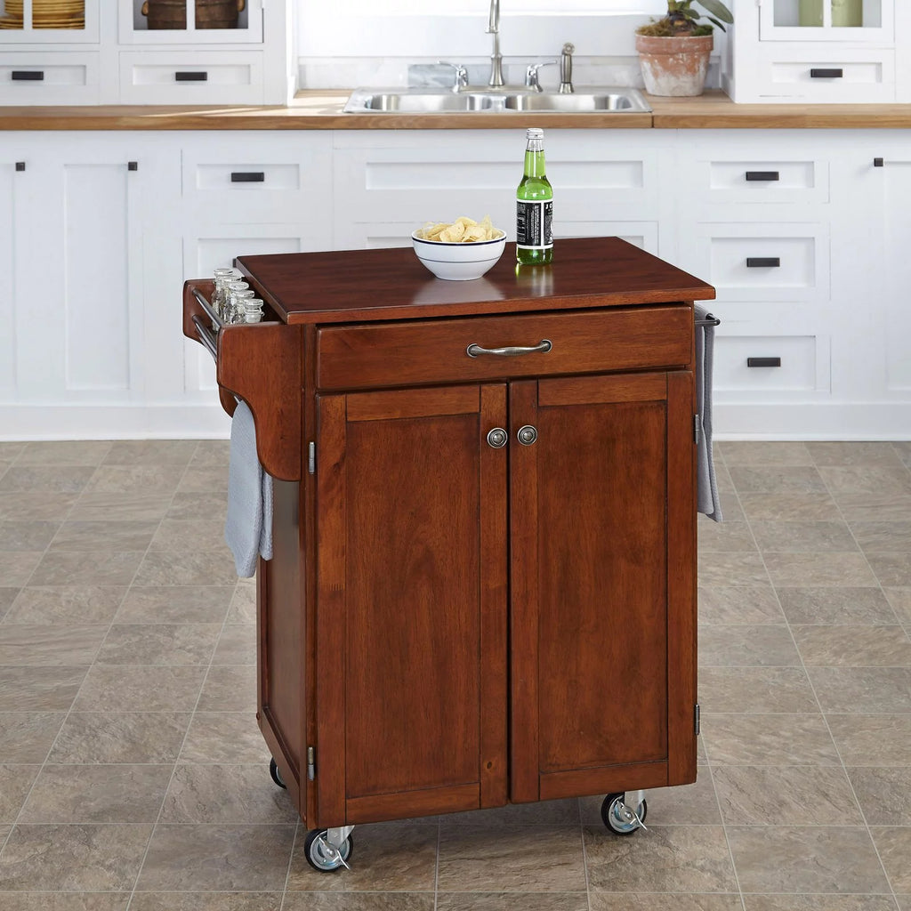 White Kitchen Cart with Oak Top I585