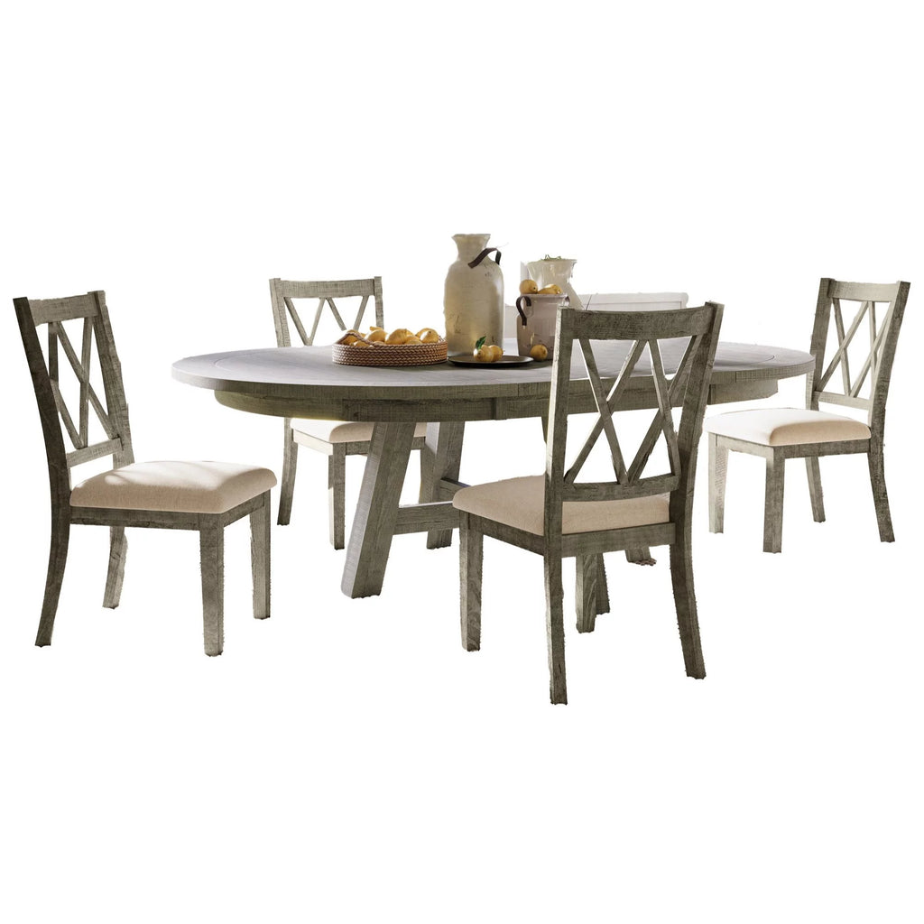 Five Piece Counter Height Dining Table Set with Cross Back Stools B24836