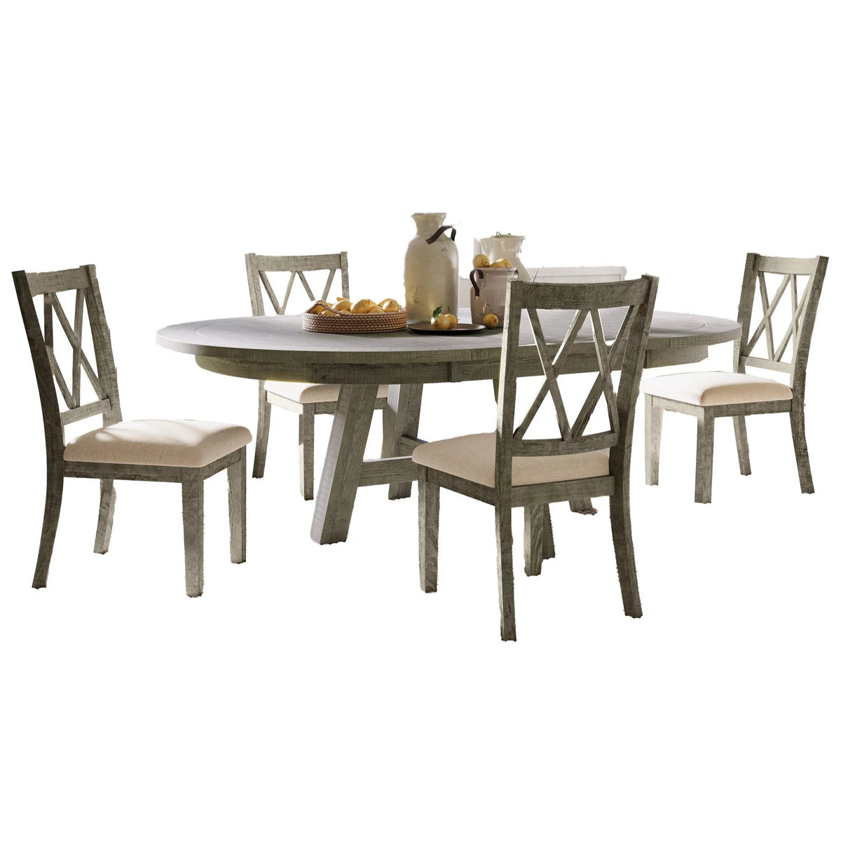 Five Piece Counter Height Dining Table Set with Cross Back Stools B24836
