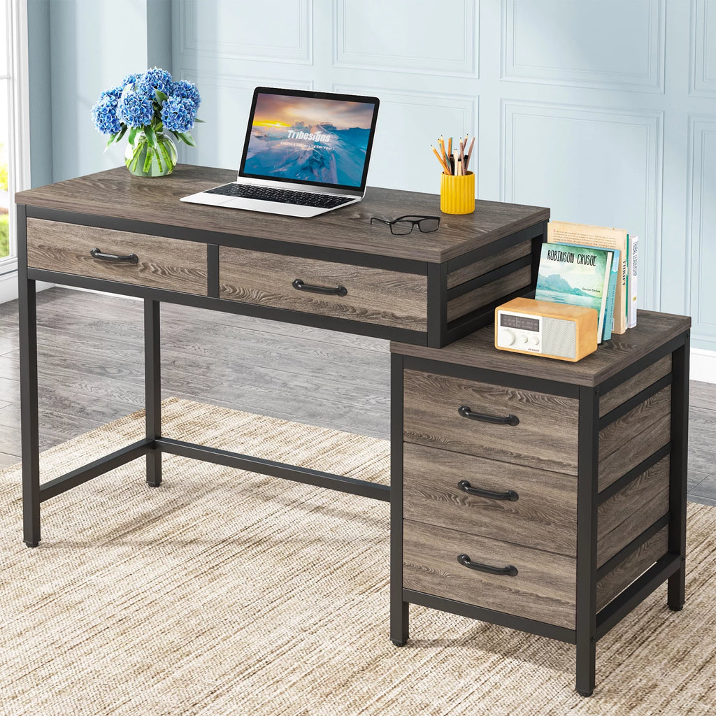 Computer Desk with 5 Drawers and File Cabinet O30418