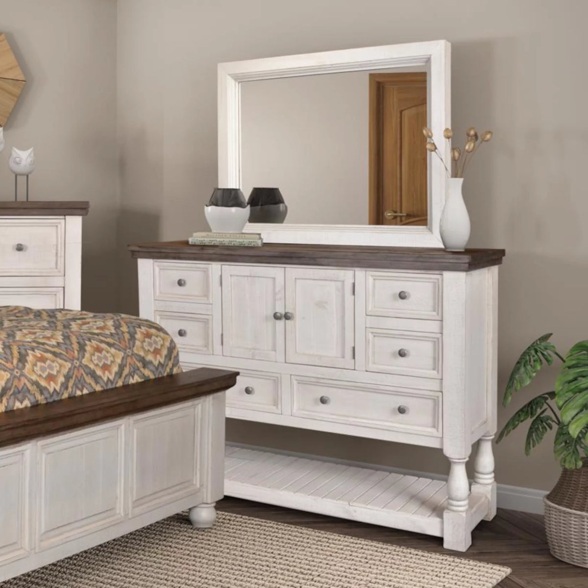6 Drawer Dresser with 2 Cabinets and Shelf E2857