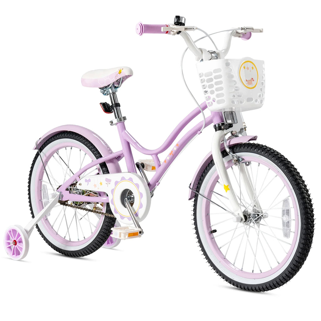 18 Inch Kids Bike with Training Wheels & Basket Purple H833366