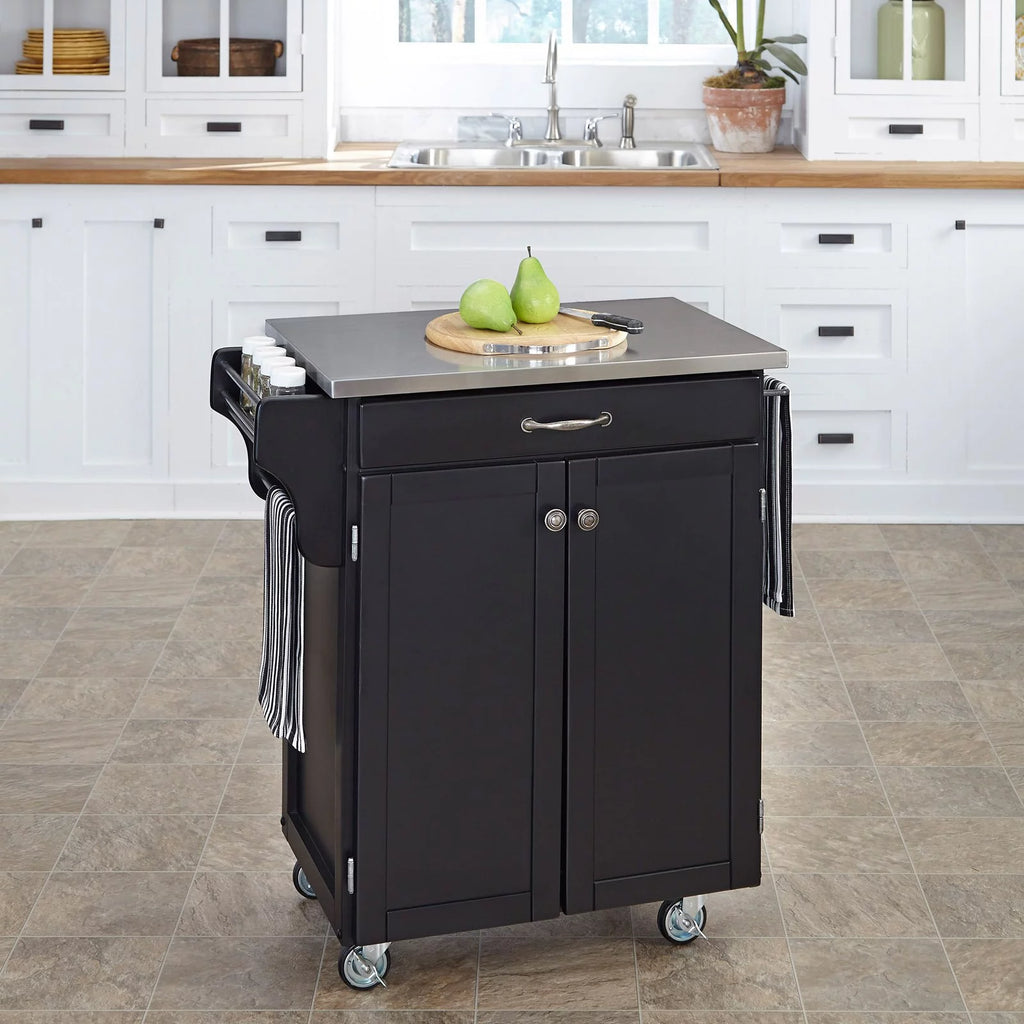 White Kitchen Cart with Oak Top I585