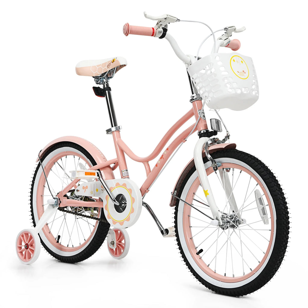 18 Inch Kids Bike with Training Wheels & Basket Purple H833366
