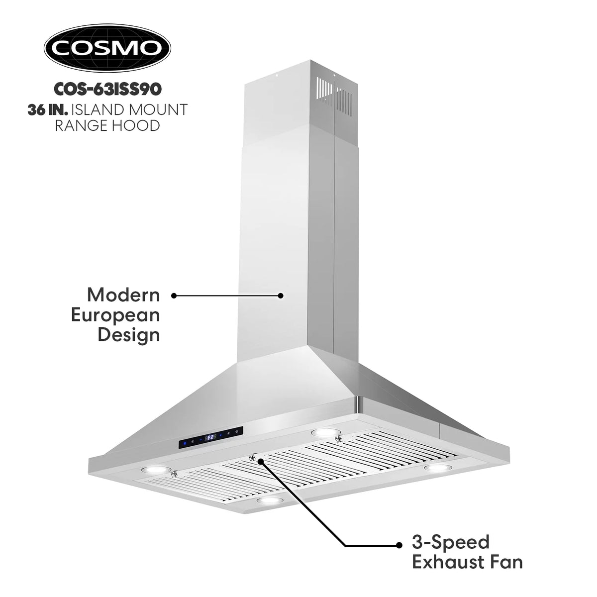 30 380 CFM Ducted Island Range Hood in Stainless Steel Z1403