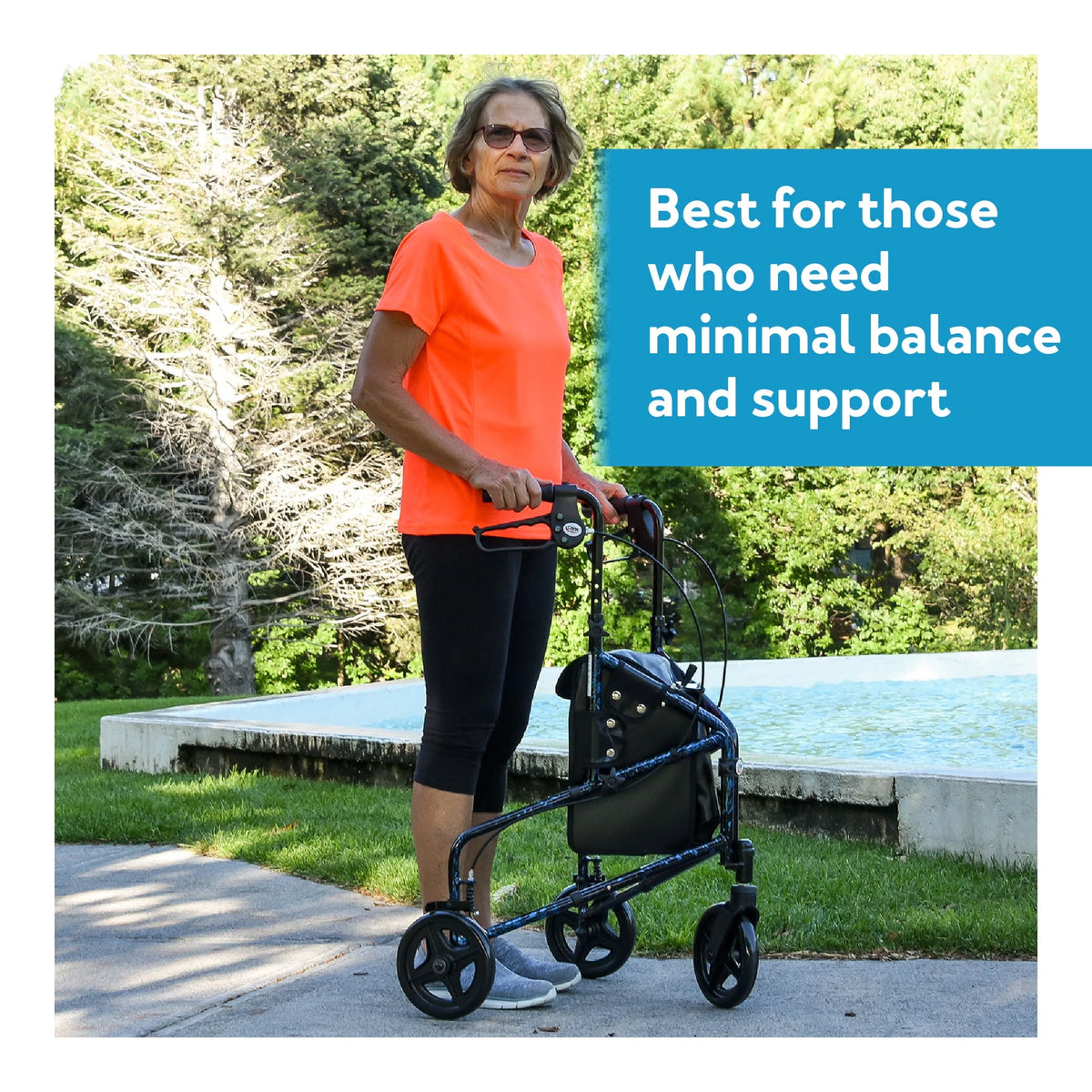 3 Wheel Aluminium Rollator Walker with Adjustable Handles O8331
