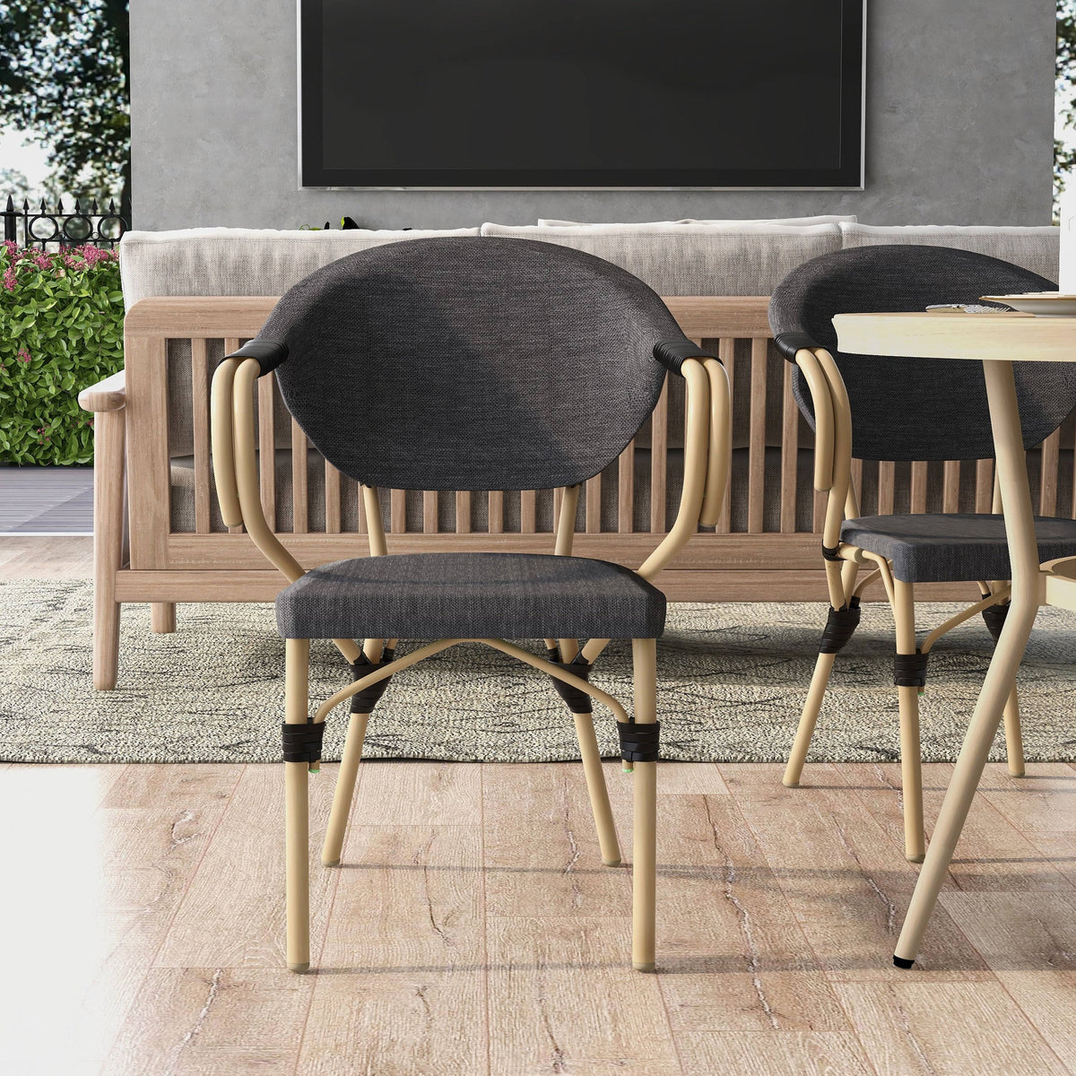 Natural Tone Patio Side Chairs Set of 2 N9950