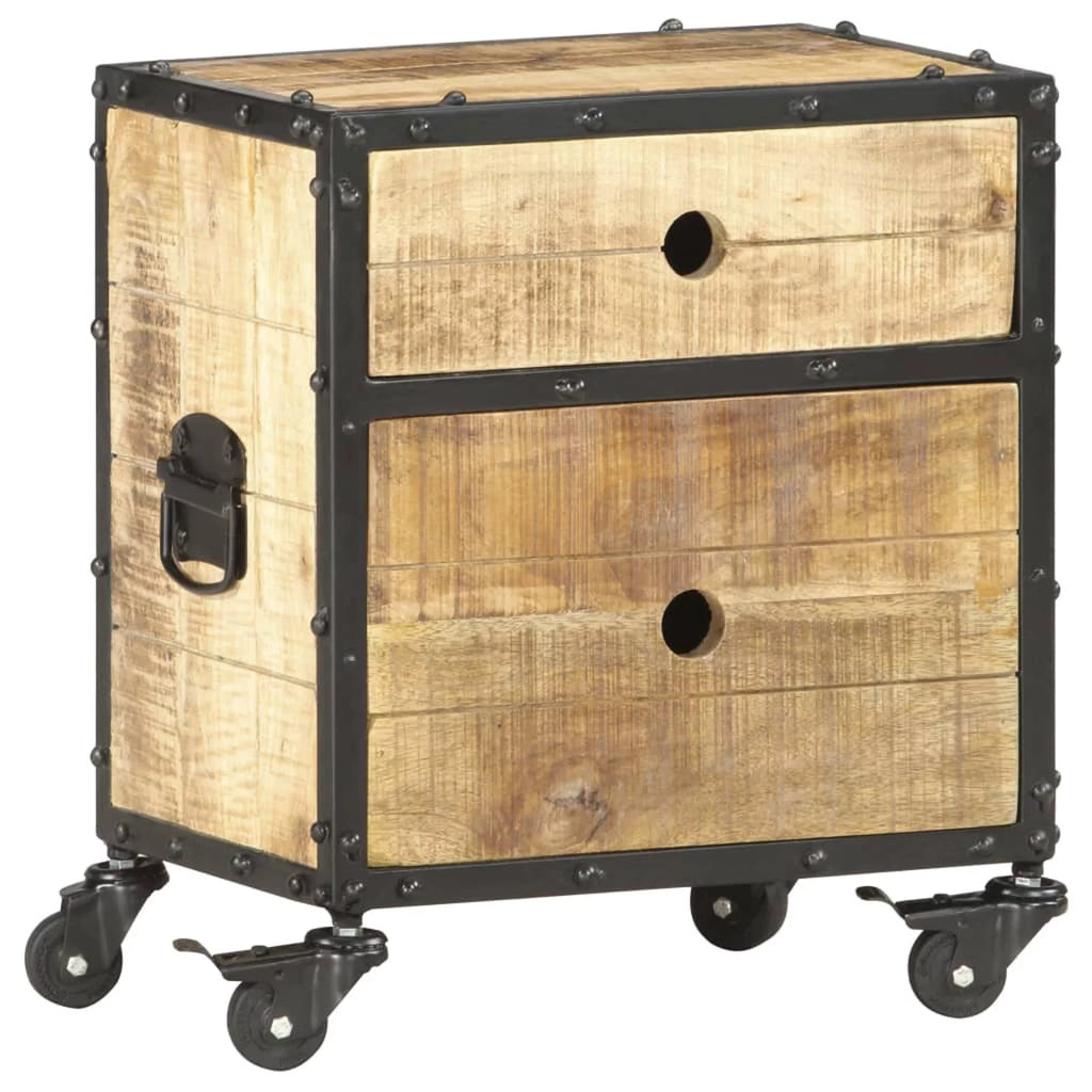 Rough Mango Wood Bedside Cabinet P154