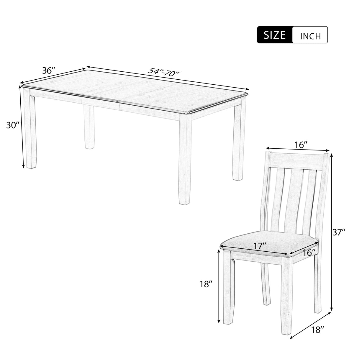 7 Piece Wooden Dining Table Set with 6 Upholstered Chairs X1051